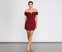 Show 'Em Off Shoulder Smocked Mini Dress