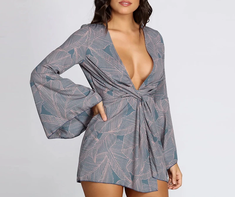Tropics Vibe Plunging Mini Dress