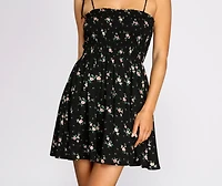 Floral Support Smocked Skater Dress