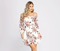 Fresh Start Floral Off Shoulder Dress