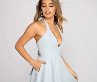 Flirty And Flowy Halter Skater Dress