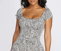 Puff Sleeve Leopard Print Mini Dress