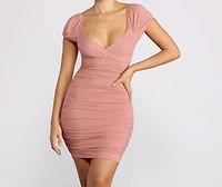 Easy Does It Puff Sleeve Ruched Mini Dress