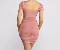 Easy Does It Puff Sleeve Ruched Mini Dress