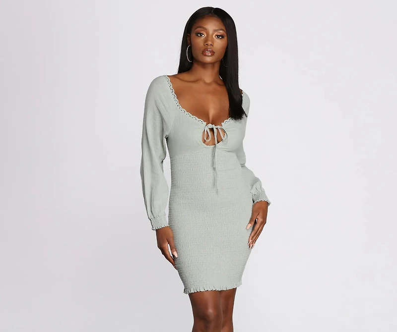 Lovely Linen Smocked Mini Dress