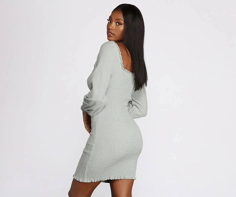 Lovely Linen Smocked Mini Dress