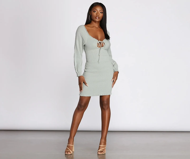 Lovely Linen Smocked Mini Dress