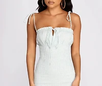 Girly Gingham Smocked Mini Dress