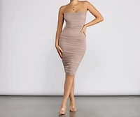 Friday Night Ruched Midi Dress