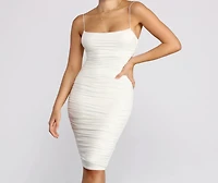 Friday Night Ruched Midi Dress