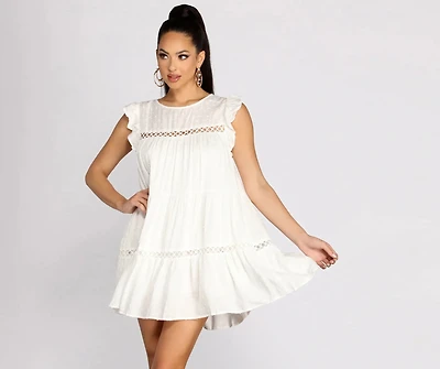 Spring Simplicity Swiss Dot Babydoll Mini Dress
