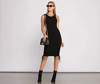 Ribbed Knit Ruched Mini Dress