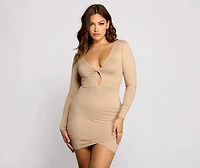 Twist of Glamour Brushed Knit Mini Dress