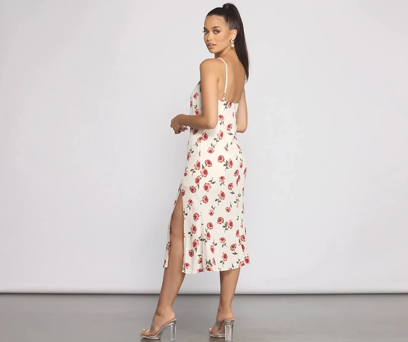 Keep It Rosey Slip Midi Dress