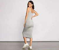 Slay Every Day Basic Scoop Neck Midi Dress