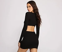 Ribbed Knit O-Ring Mini Dress