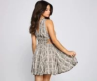 Cutout Cutie Gauze Skater Dress