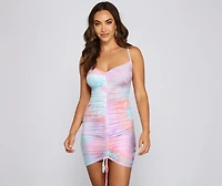 Making Waves Tie Dye Ruched Mini Dress