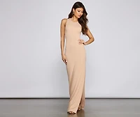 Chic High-Slit Basic Maxi Dress