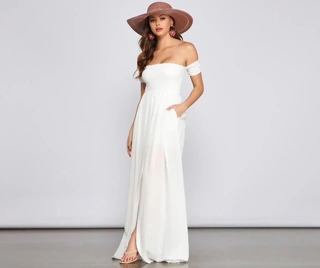 hollister sofia side smocked maxi dress Hollister Sofia Side Smocked Maxi Dress