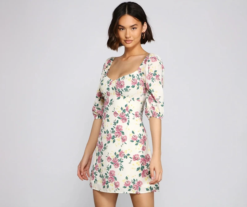 Floral Frenzy Off The Shoulder Skater Dress