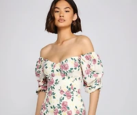 Floral Frenzy Off The Shoulder Skater Dress