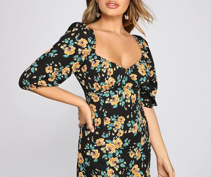 Floral Frenzy Off The Shoulder Skater Dress