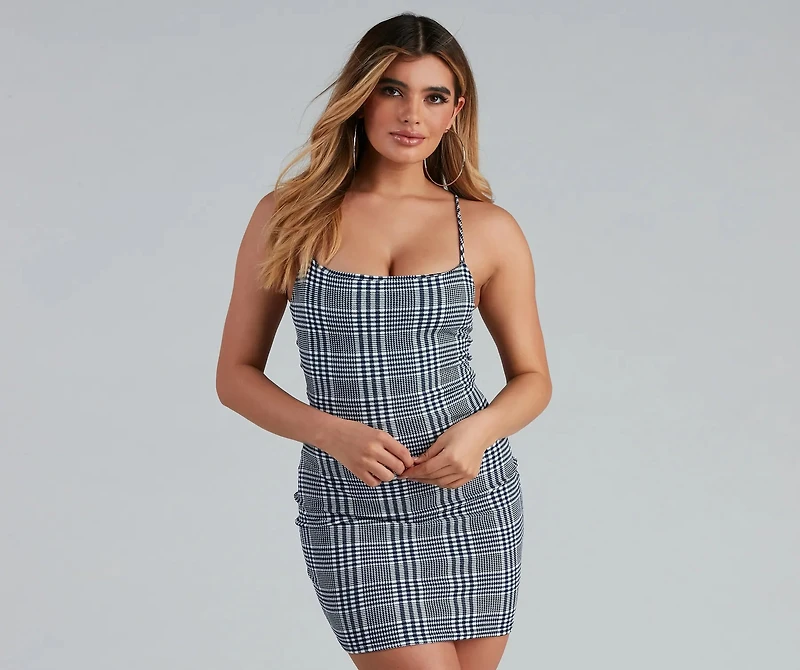 Trendy Stunner Plaid Mini Dress