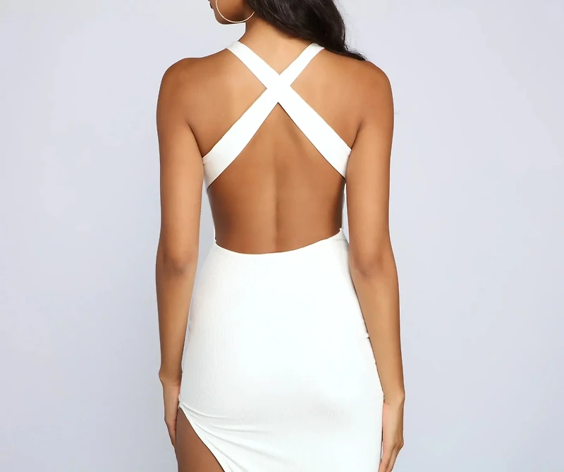 Simple And Sexy High-Slit Midi Dress