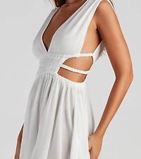 Set the Bar Linen Cutout Mini Dress