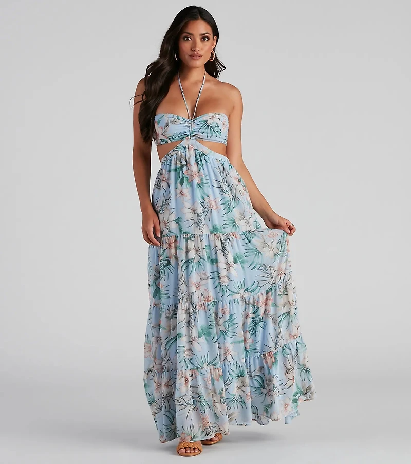 Bora Floral Chiffon Maxi Dress