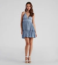 Spring Breeze Linen Halter Skater Dress