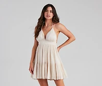 Spring Breeze Linen Halter Skater Dress