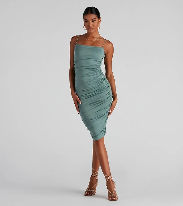 level up ruched mini dress Windsor Level Up Ruched Mini Dress