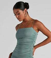 Level Up Ruched Knit Midi Dress