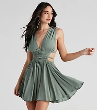 Set the Bar Linen Cutout Mini Dress