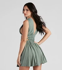 Set the Bar Linen Cutout Mini Dress