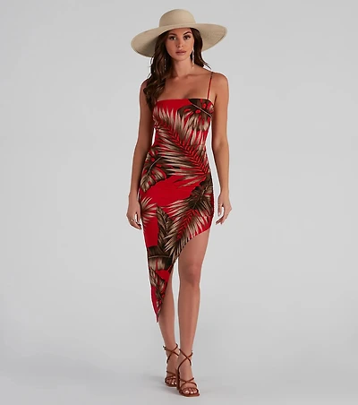 Island Palms Strappy Midi Dress