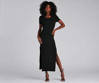 Effortless Mood Ribbed Knit Midi Dress