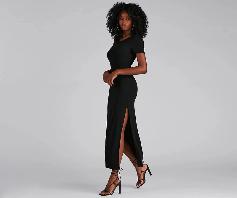 Effortless Mood Ribbed Knit Midi Dress