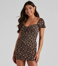 Floral Soiree Puff Sleeve Mini Dress