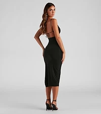 Nothing But Sultry V-Neck Midi Dress