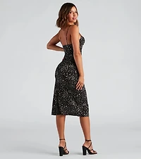 Steal The Spotlight Leopard Slit Midi Dress