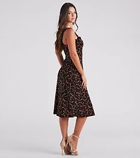 So Love Floral A-Line Midi Dress