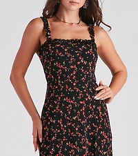 So Love Floral A-Line Midi Dress