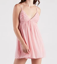 Dreamy Looks Mesh V-Neck Babydoll Dress