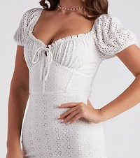 Friendly Flirt Eyelet Mini Dress