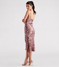Dreamy Floral Satin Midi Dress