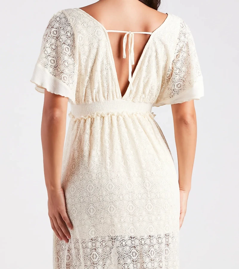 Showcase Your Charm Sheer Lace Maxi Dress