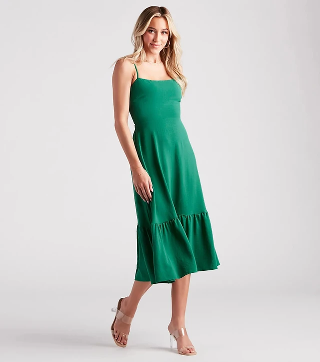 forever 21 green midi dress Plus Size Wrap Tulip Midi Dress main image 1